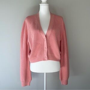 Nordstrom Cropped Fisherman Cardigan in Peach Pink